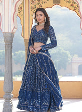 All Faux Georgette Blue Colour Lehenga Choli